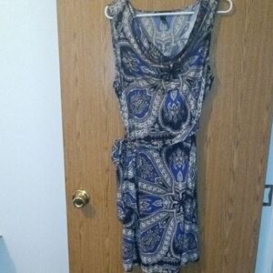INC International Concepts Blue and Black Paisley Mini Dress